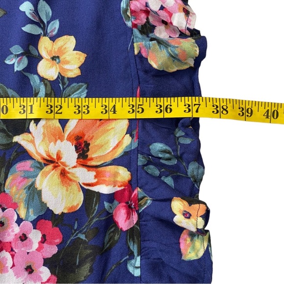 WHITE BIRCH Womens Navy Floral Ruffle Boho Peasant Hippie Kimono Cover Up Sz S/M - Picture 12 of 14